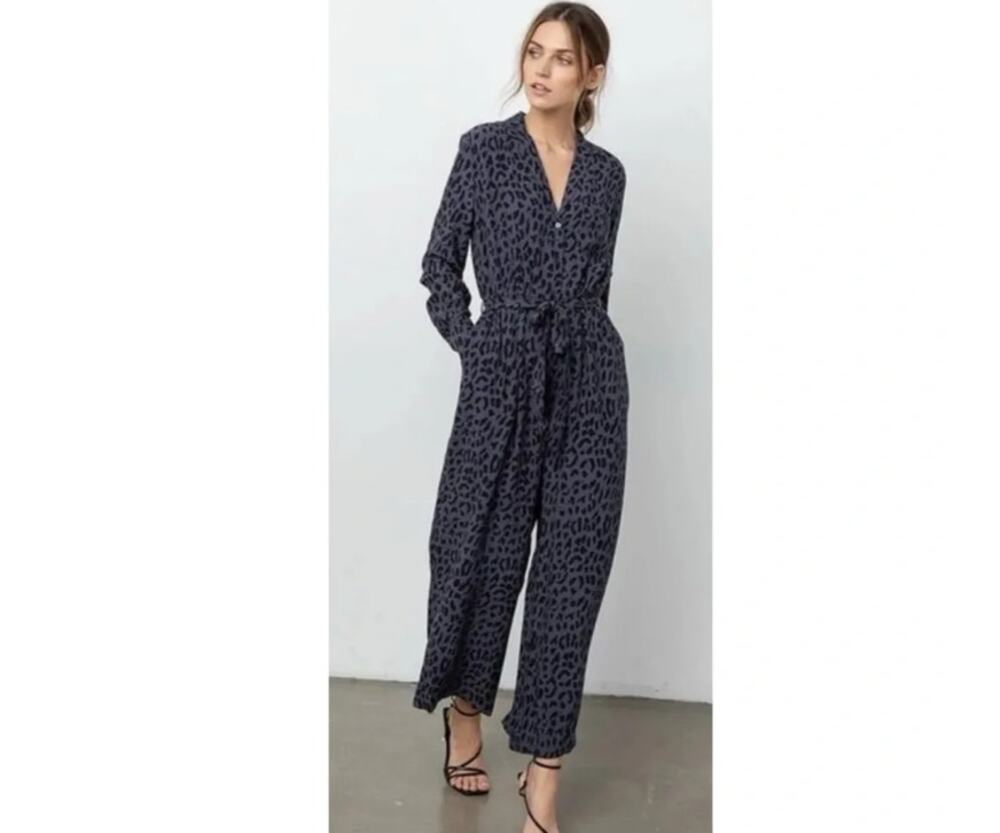 Rails Blue & Black Callan Azure Leopard Jumpsuit Size Small